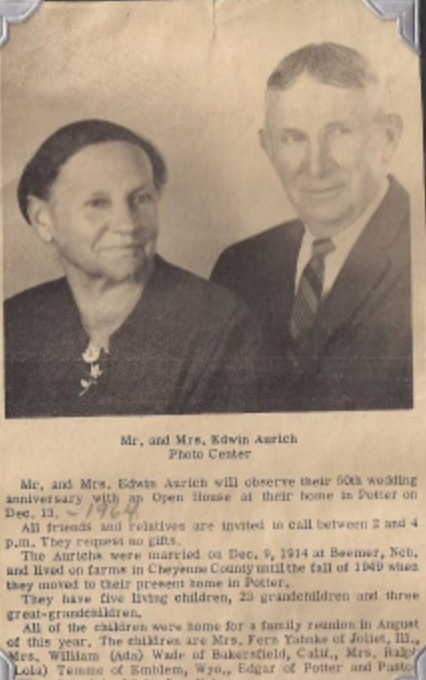 Edwin and Martha Aurich 50th anniversary