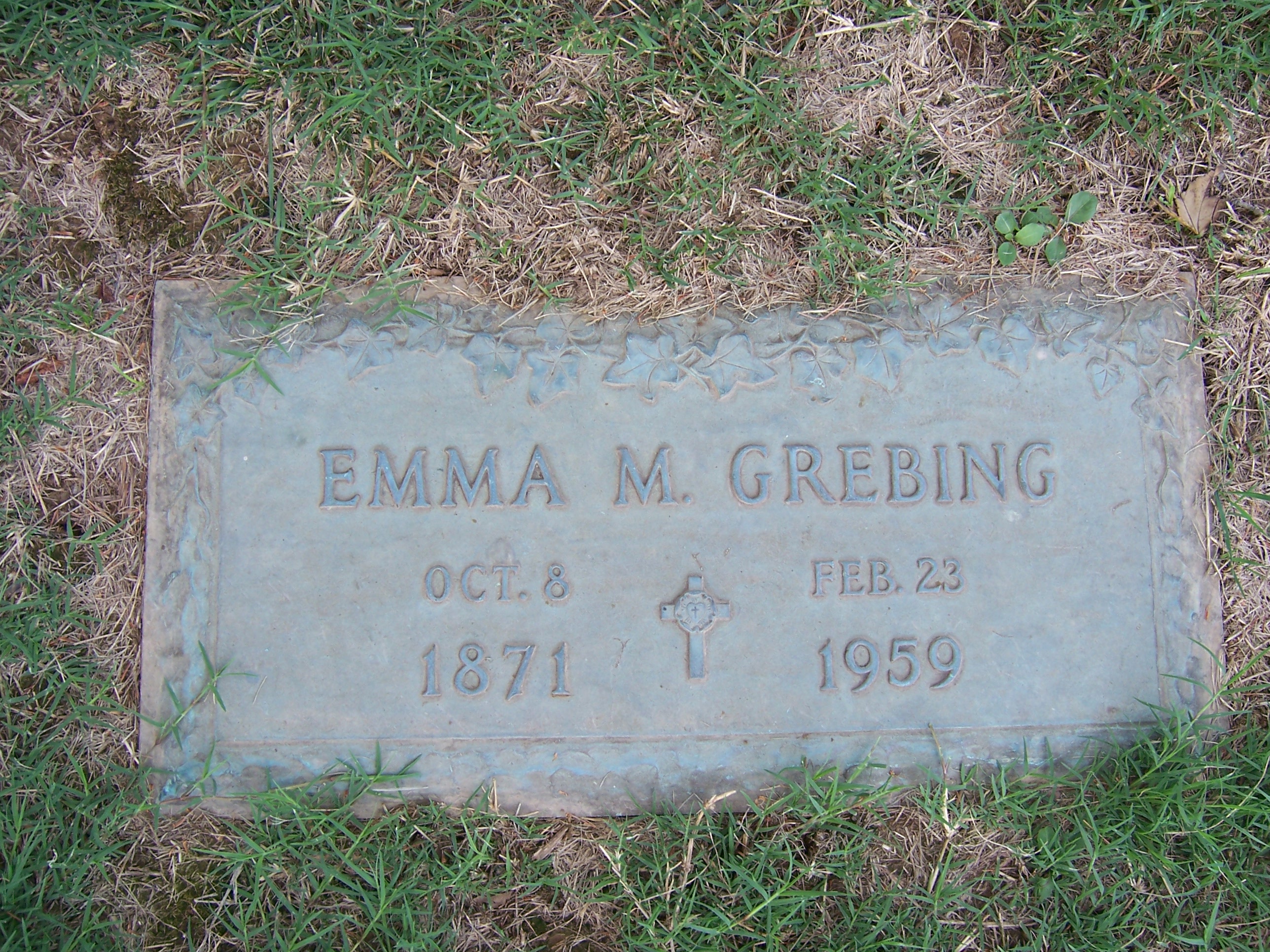 Emma Grebing gravestone Cape Memorial Cape Girardeau MO